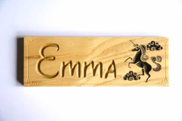 Plaque de porte Licorne personnalisable