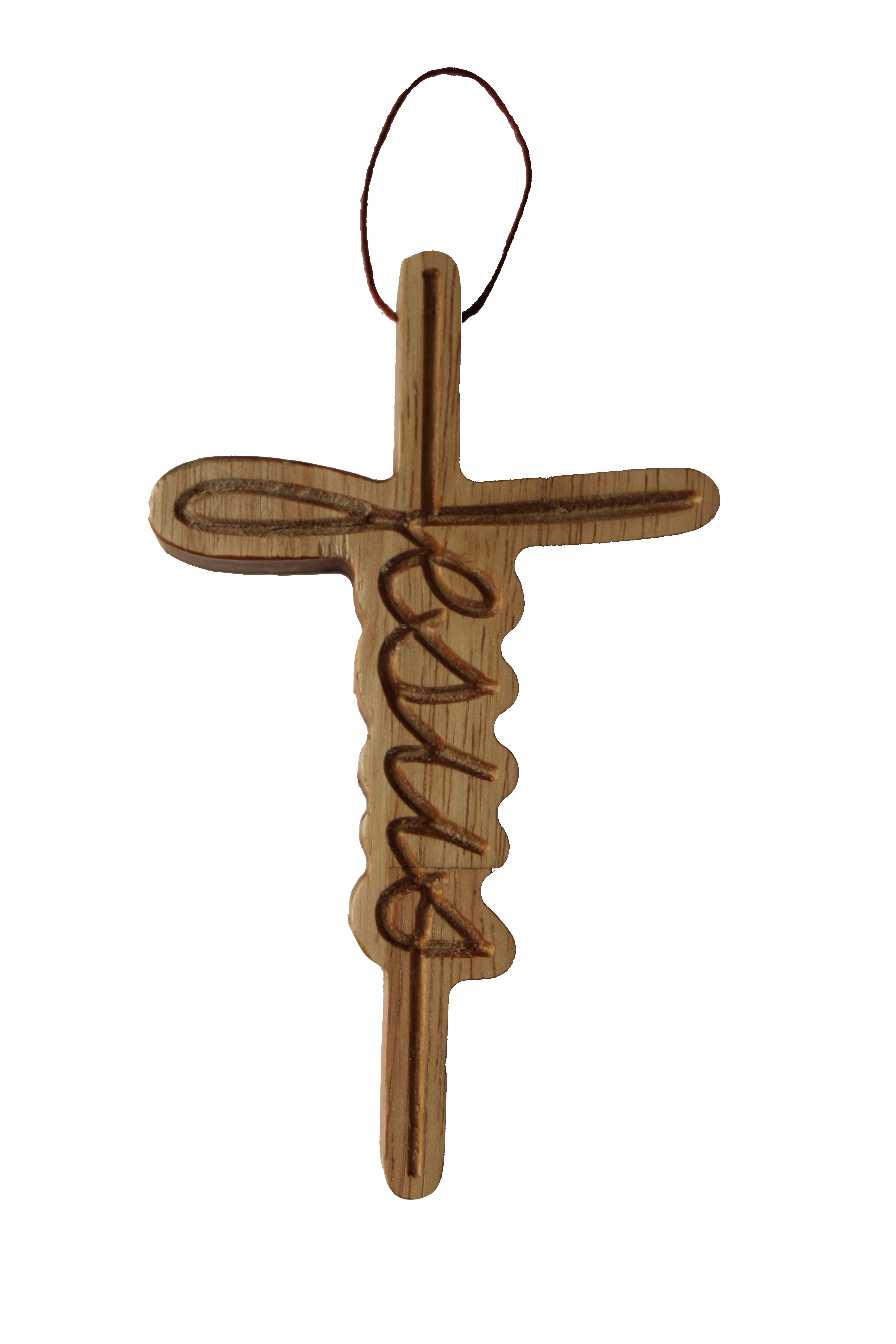 croix en bois avec écriture jésus